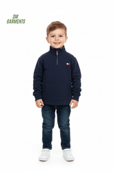 TOMMY HILFIGHER Toddler Boys Zip Fleece Pullover - Navy Blue - Smgarment's